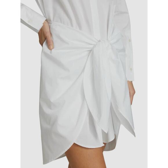 Derek Lam 10 Crosby Charlotte Cotton Waist-Tie Shirt Dress Unique Sleeve - Picture 4 of 16